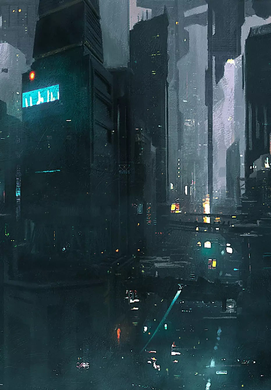 Rainey, futuristic City landscape at night while